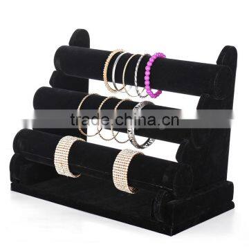 2016 High-end Luxuries 3 Layer Black Velvet Bracelet Holder Display Stand photo-6