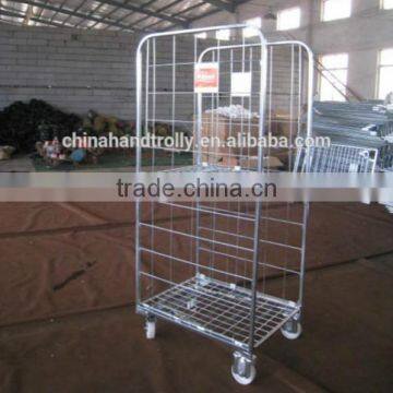 warehouse storage folding wire mesh roll container