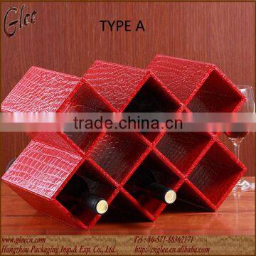 PU leather portable dispaly red wine rack