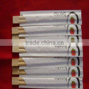 Japanese disposable natural twin/tensoge round bamboo chopsticks with paper sleeve wrapped