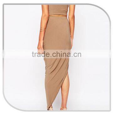 2016 Fall Season Slinky Side Ruched Open Leg Sexy Long Skirt photo-4
