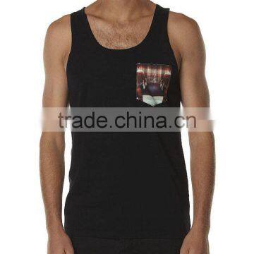 Custom Printed Mens Tank Top,pocket Tank Top