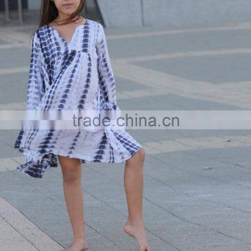 Boho Chic Tye Dye Fall Kids Cotton Frocks Dress Design Boutique Girl Clothing Children Frock Model HSd5036