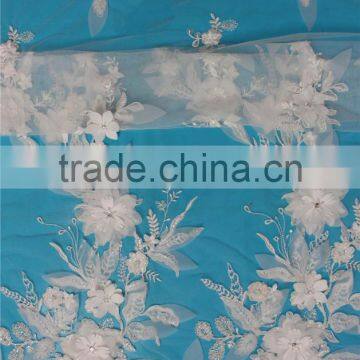 Best quality 3d beads bridal lace dress fabric wholesale