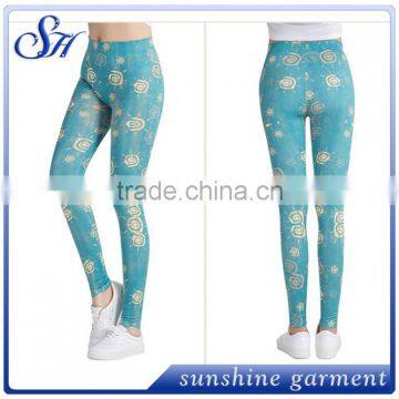 OEM Custom 92%polyester 8%spandex pattern leggings 2017