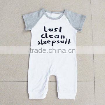 2017 hot sale Newborn baby clothes Wholesale unisex custom printing jumpsuit plain summer organic cotton knitted baby romper