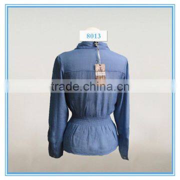 Fashion Women New Models Blouses Slim Waist Lapel Neck Demin Shirt photo-2