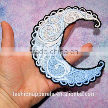 Custom High Quality Embroidered Creative Moon Patch for Clothes Embroidery Patch Made in China Choose Size/color photo-5