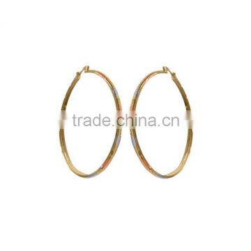 Three Tone Artificial Gold Plated Hoop Earrings