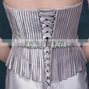 MGOO Cheap Price Wholesale Sliver Simple Evening Dresses Elegant Ladies Dinner Wedding Dress Applique Long Sleeveless 2063 photo-6
