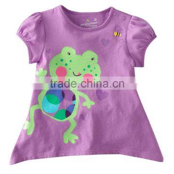 new arrival baby girls frog cartoon design summer t-shirts, fancy kids t-shirts