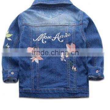 Zm50386b 2017 Autumn Kids Clothes Flower Embroidery Children Coat Girls Jeans Wear photo-2