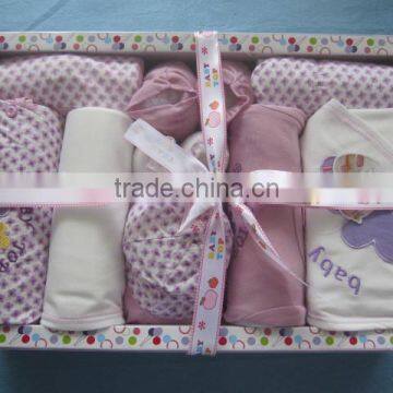 Lovely Style New Born Baby Gift Set 100% Cotton Girls Clothing Set With 8 Pcs Set