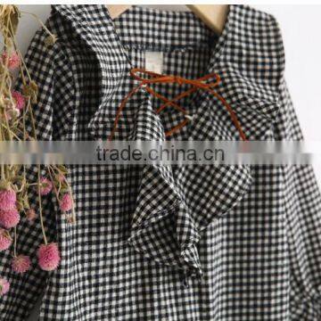 2-7 Years Wholesale 2017 New Fashion Girls Plaid Shirt Full Sleeve Ruffles Autumn Cotton Girls Blouses photo-4