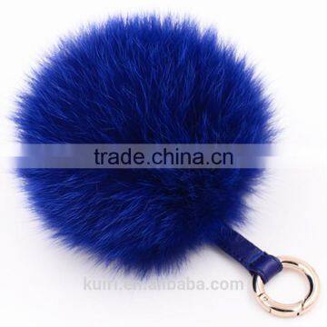 Fur Pom Pom Keychain 12cm Fox Fur Ball Key Chains Cute Round Ball Fluffy Keychain Real Fur Key Ring Charms for Bags photo-5