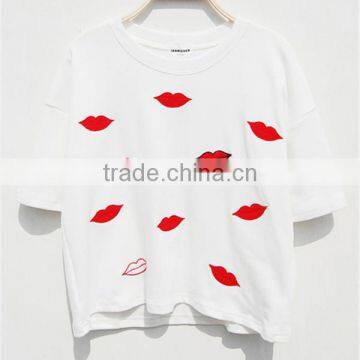 short sleeves lovely white crop top lady blouse