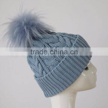 Myfur Top Selling Products Crochet Captain America Beanie Hat With Raccoon Fur Pom Pom Dinosaur in
