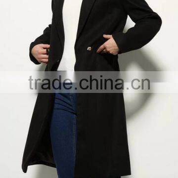 Runwaylover EY1018C Lady Trench Coat With Belt Black Long Women Coat