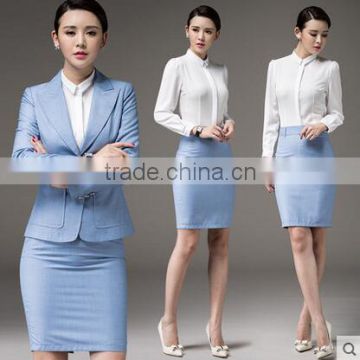 Juqian suits simple pattern blue women office uniform design women's elegant dress suit