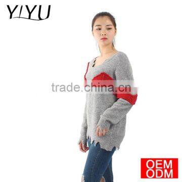 Custom Tassel Edges Color Block V-neck High School Uniform Sweater photo-2
