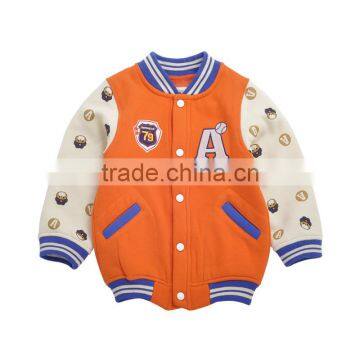 High quality fashion long sleeve baseball jacket children european style winter coat