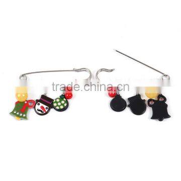 Resin Pin Brooches Christmas Snowman Christmas Jingle Bell Silver Tone Multicolor Clear Rhinestone Custom Brooch photo-3