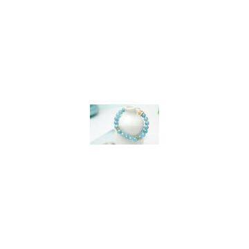 Natural Aquamarine Bracelet Swarovski Element Crystal