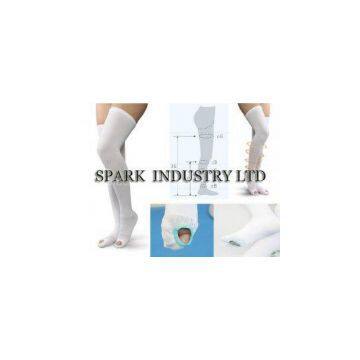 Thigh High Medical Anti Embolic Compression Stockings With Inspection Hole