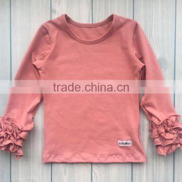 High quality fitted girls icing shirts bulk wholesale ruffle tshirts for kids latest design girls top