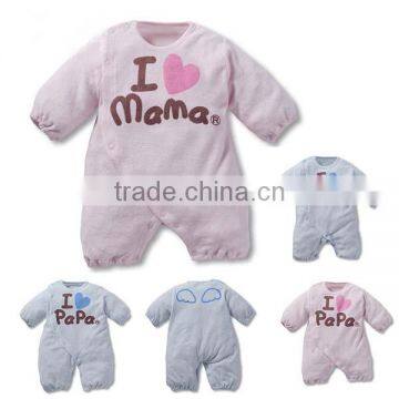 sweet heart cartoon letter long sleeve flat angle baby romper