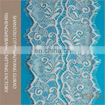 Unique design both side rose eyelash net embroidery lace trim