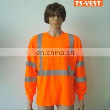 Alibaba China orange safety reflective long sleeve polo shirt with pockets with ENISO 20471 hi viz reflective tape