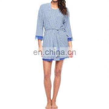 CHEFON Super soft relaxed fit wrap neckline long pattern wide sleeves robe,woman robe