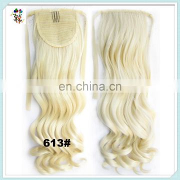 Fashion Ribbon Wrap Around Womens Blonde Long Wavy Hair Ponytails HPC-0144