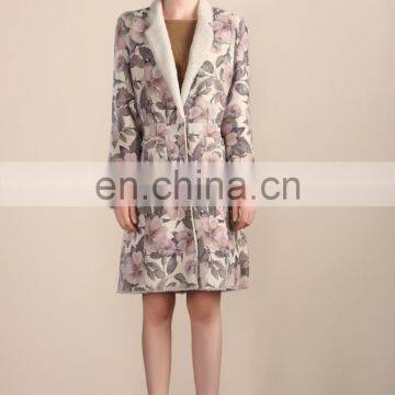 Glorious Design Floral Prints Sheepskin Fur Garment Top Quality Sheep Fur Jacket Ladies Long Fur Dress photo-5