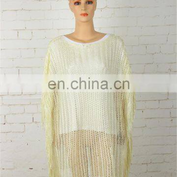 fashion spring summer knitted tassel pullover wholesale mexican women poncho