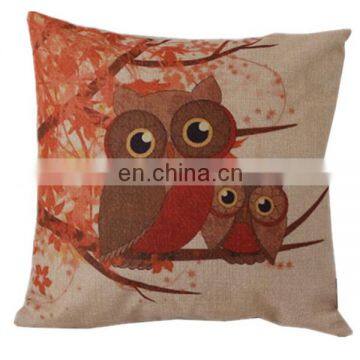 Cartoon owl design home decorative linen pillow cover fashion custom latest design velvet cushion cover