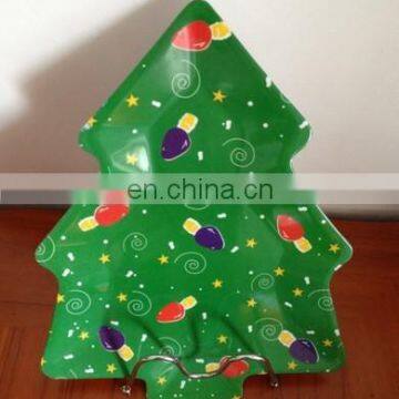 Green melamine plate with snowman printing (melamine dishware ,melamine ware,melaminetableware )