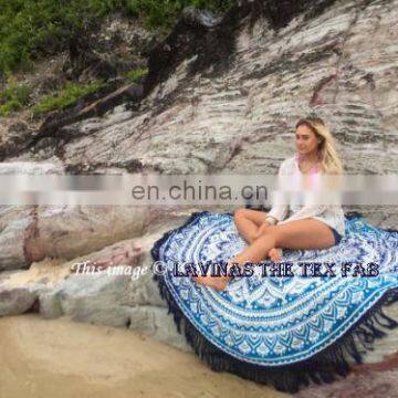 Blue Ombre mandala round hippie mandala round with tassles beach throw