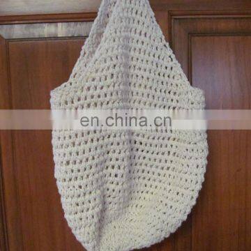 White Cotton Crocheted Market or Beach Bag