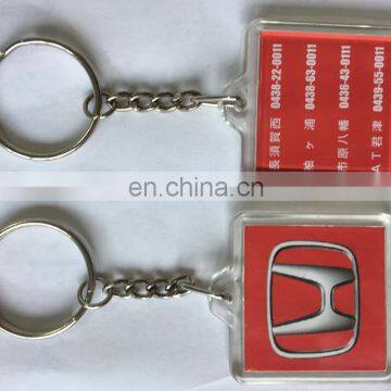 2017-Customized Logo Printed Promotional Plastic Photo Insert Keychain