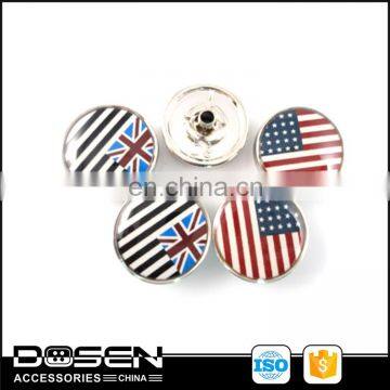 High quality China Factory silk-screen paper logo then enamel cover wholesale press snap button for jacket,