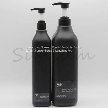 500ml 1000ml Matte Black Square PET Plastic Shampoo and Boay Wash Bottle photo-5