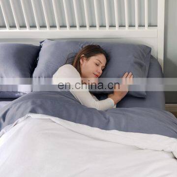 2020 Wholselar Luxury Online 100% Organic Bamboo Fabric Plain Queen Bed Sheet Bedding Set With Pillow Cover photo-2