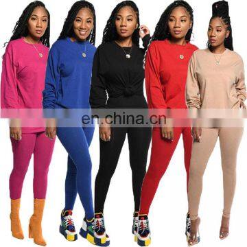 Women Casual Outfits Lounge Wear Custom Print Basic T Shirt Pants Two Piece Set photo-4