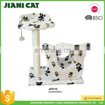 China Proveedor Wholesale Cute Sisal Plush Fabric Climber Pet Post Perch Cat Scratching Tree House With Cat Toy photo-6