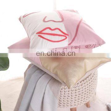 Custom Made Fashion Luxury High Quality Patchwork Faux Leather Cut Cushion in Stock