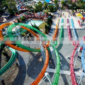 Transparent Fiberglass Slide For Resort Large Water Tube for Water Park Loop Slide In Water Parks