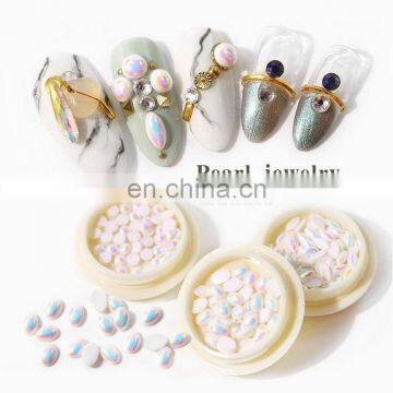 Nail Jewelry Diamonds Nail Decoration 3d Nail Art Shaped Pearl Plating AB Starfish Charms Semi-circular Flat