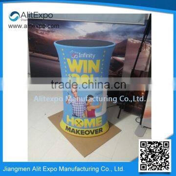 Tension fabric pop up counter display, aluminum frame counter